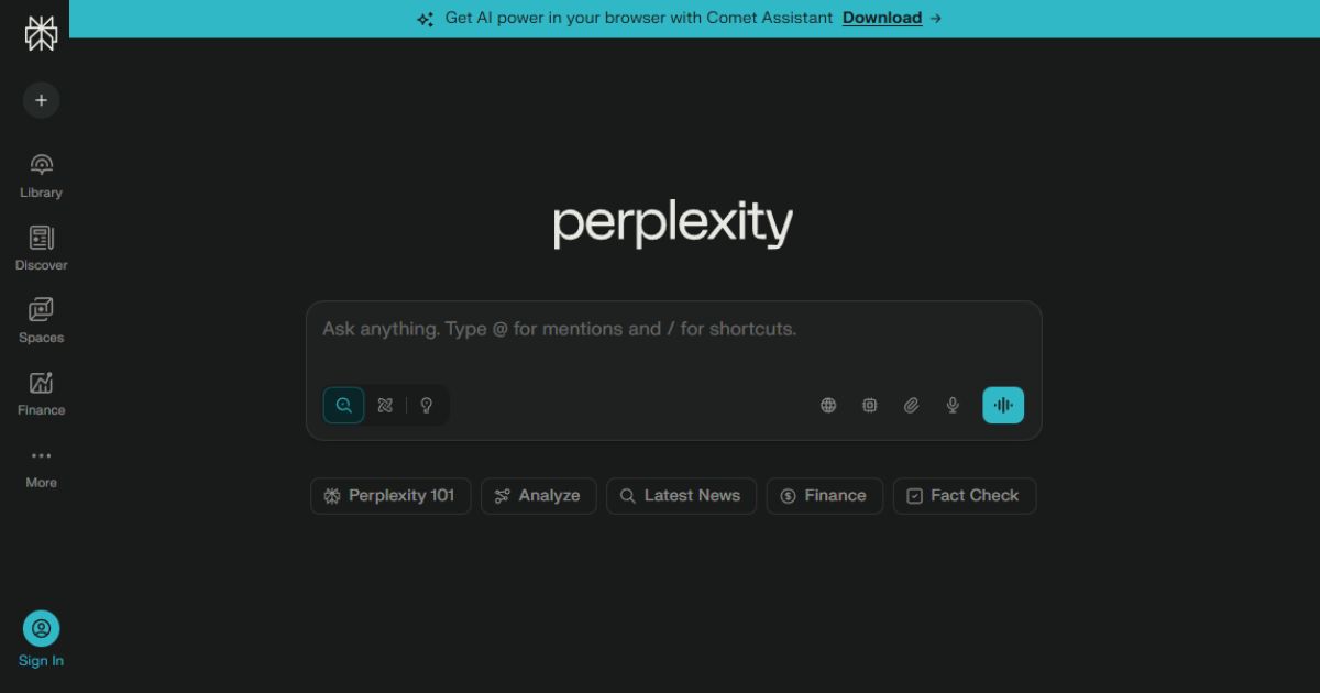 Perplexity Founder Aravind Srinivas Net Worth, Journey, Vision & Growth 3 The Perplexity AI search interface, featuring a clean dark mode design with a central "Ask anything" search bar.